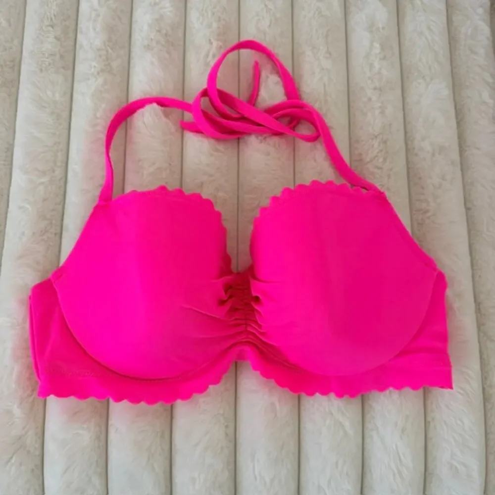 Victoria's Secret Lot‎ of 2 Swimwear Bikini Tops Padded Halter Tie 36C